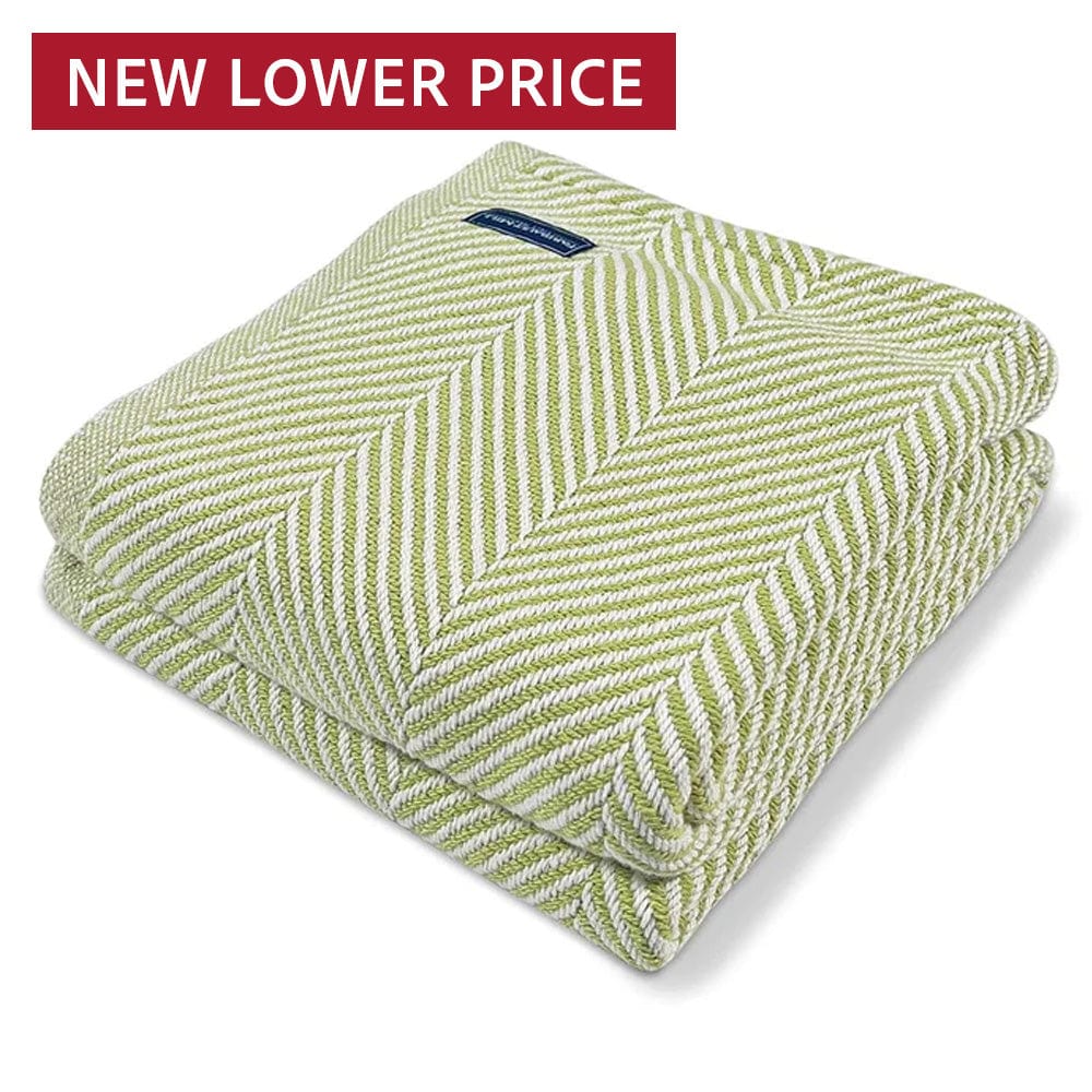 Monhegan Cotton Throw Without Fringe Apple Green Fringeless active All Throws Best Seller Cotton Throws Current Full Price FWM group-gallery Herringbone Collection Herringbone Throw machine washable Monhegan Cotton Throw Without Fringe personalization Throws