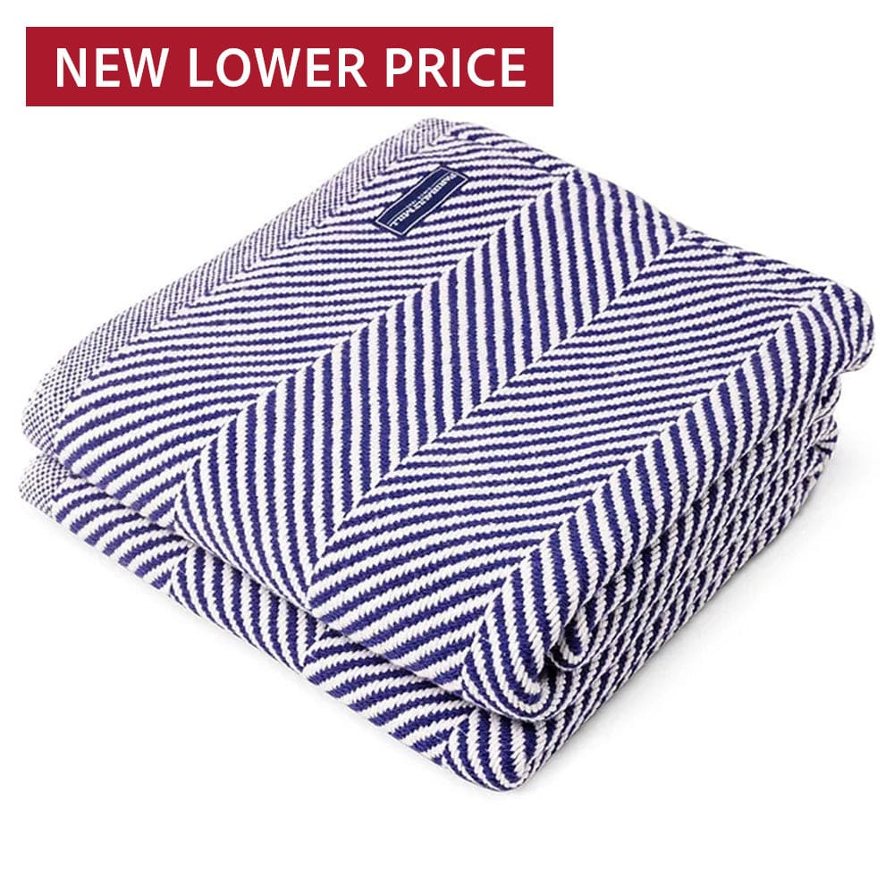 Monhegan Cotton Throw Without Fringe Navy Fringeless active All Throws Best Seller Cotton Throws Current Full Price FWM group-gallery Herringbone Collection Herringbone Throw machine washable Monhegan Cotton Throw Without Fringe personalization Throws