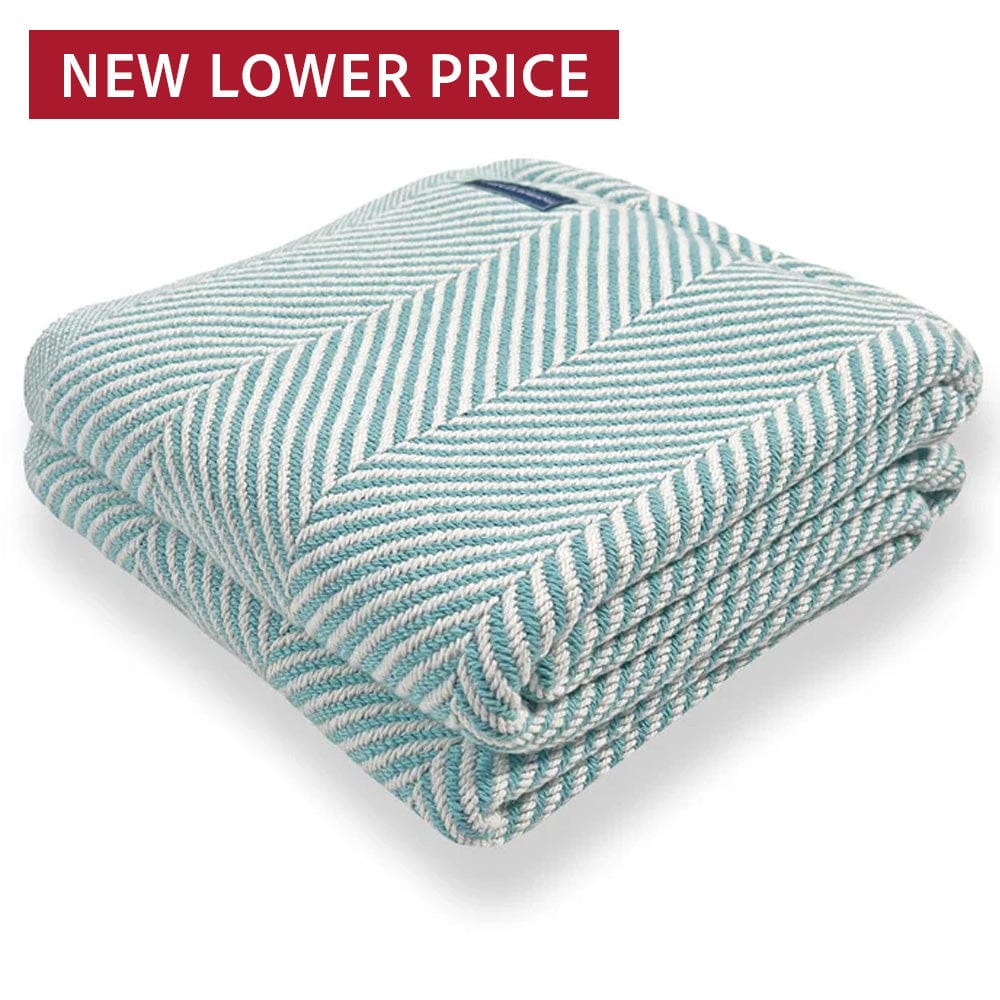 Monhegan Cotton Throw Without Fringe Island Blue Fringeless active All Throws Best Seller Cotton Throws Current Full Price FWM group-gallery Herringbone Collection Herringbone Throw machine washable Monhegan Cotton Throw Without Fringe personalization Throws
