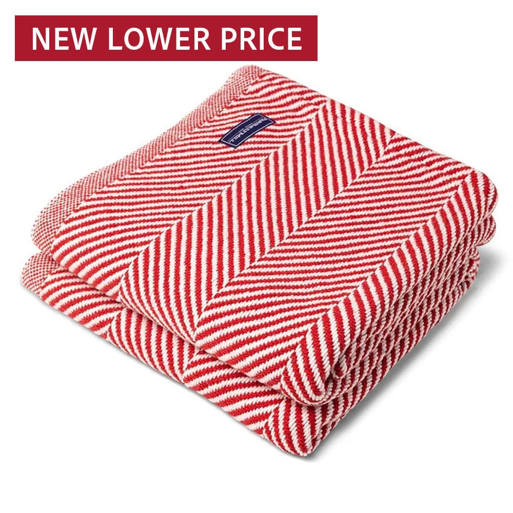 Monhegan Cotton Throw Without Fringe Breton Red Fringeless active All Throws Best Seller Cotton Throws Current Full Price FWM group-gallery Herringbone Collection Herringbone Throw machine washable Monhegan Cotton Throw Without Fringe personalization Throws