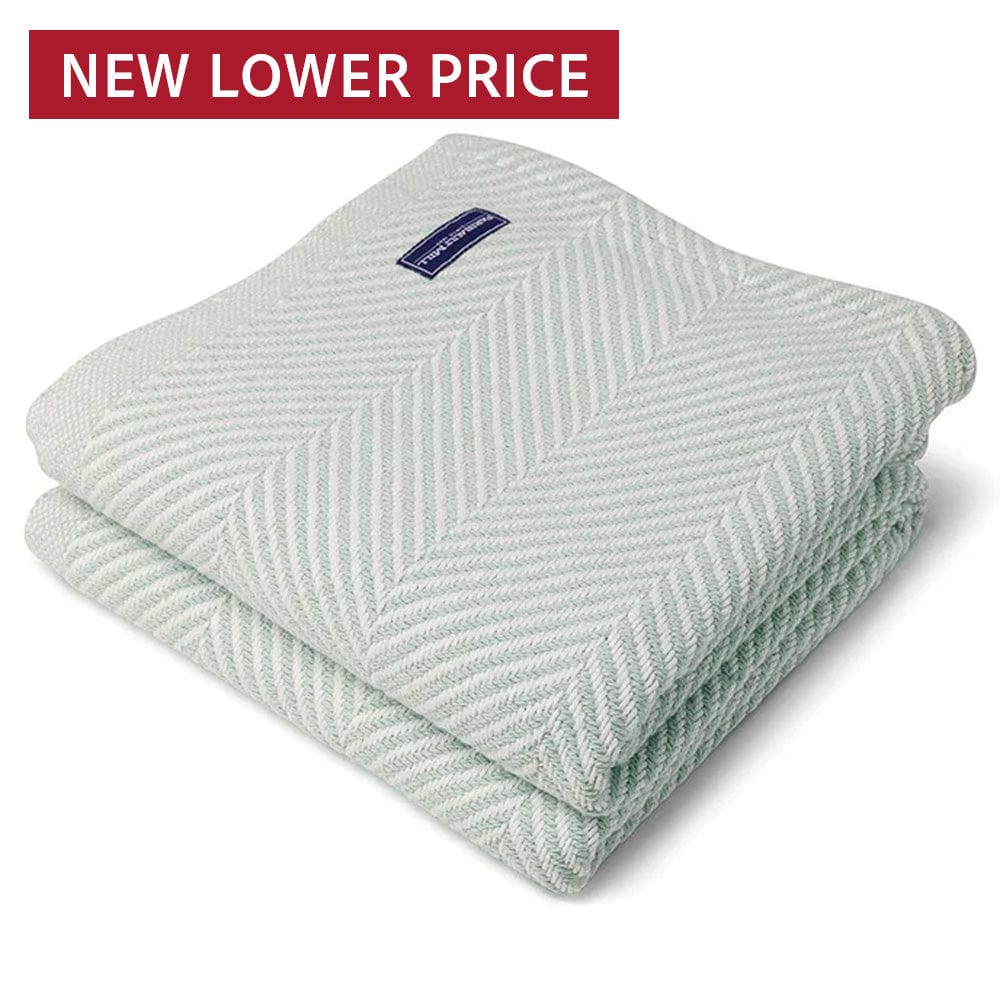 Monhegan Cotton Throw Without Fringe White Surf Fringeless active All Throws Best Seller Cotton Throws Current Full Price FWM group-gallery Herringbone Collection Herringbone Throw machine washable Monhegan Cotton Throw Without Fringe personalization Throws
