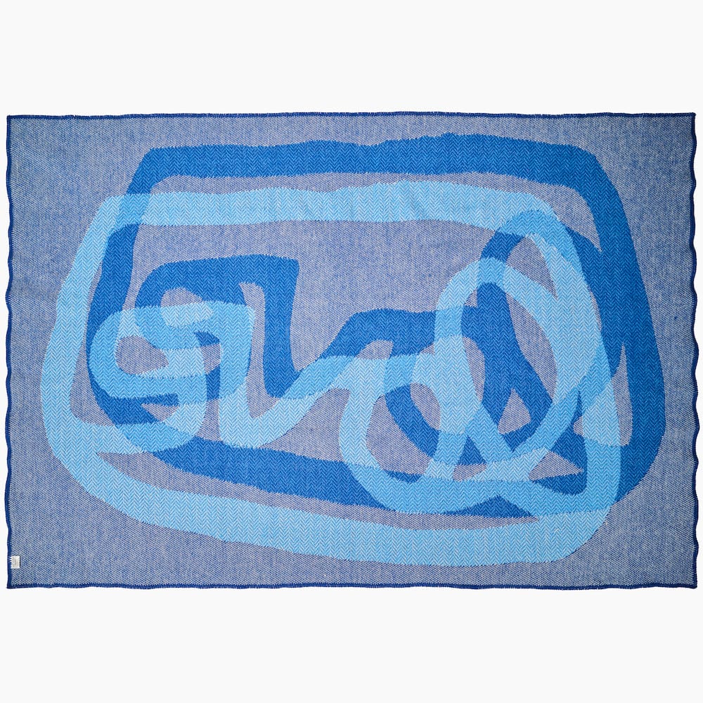 Factory Second Alexandra Grant LOVE™ Wool Throw Blanket - Blue active Dry clean or hand wash group-gallery