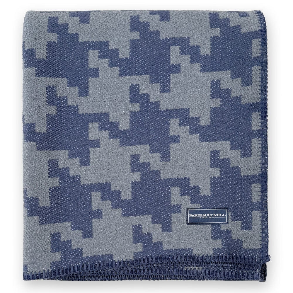 Factory Second Limited Edition Houndstooth Cotton Throw - Blue active Factory Second Limited Edition Houndstooth Throw Lakes & Maps machine washable