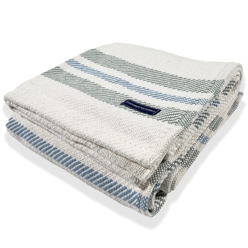 Cabin Cotton Throw - Natural/Tea/Misty Blue active Cabin Cotton Throw Current Full Price group-gallery machine washable New Lower Price Stripes