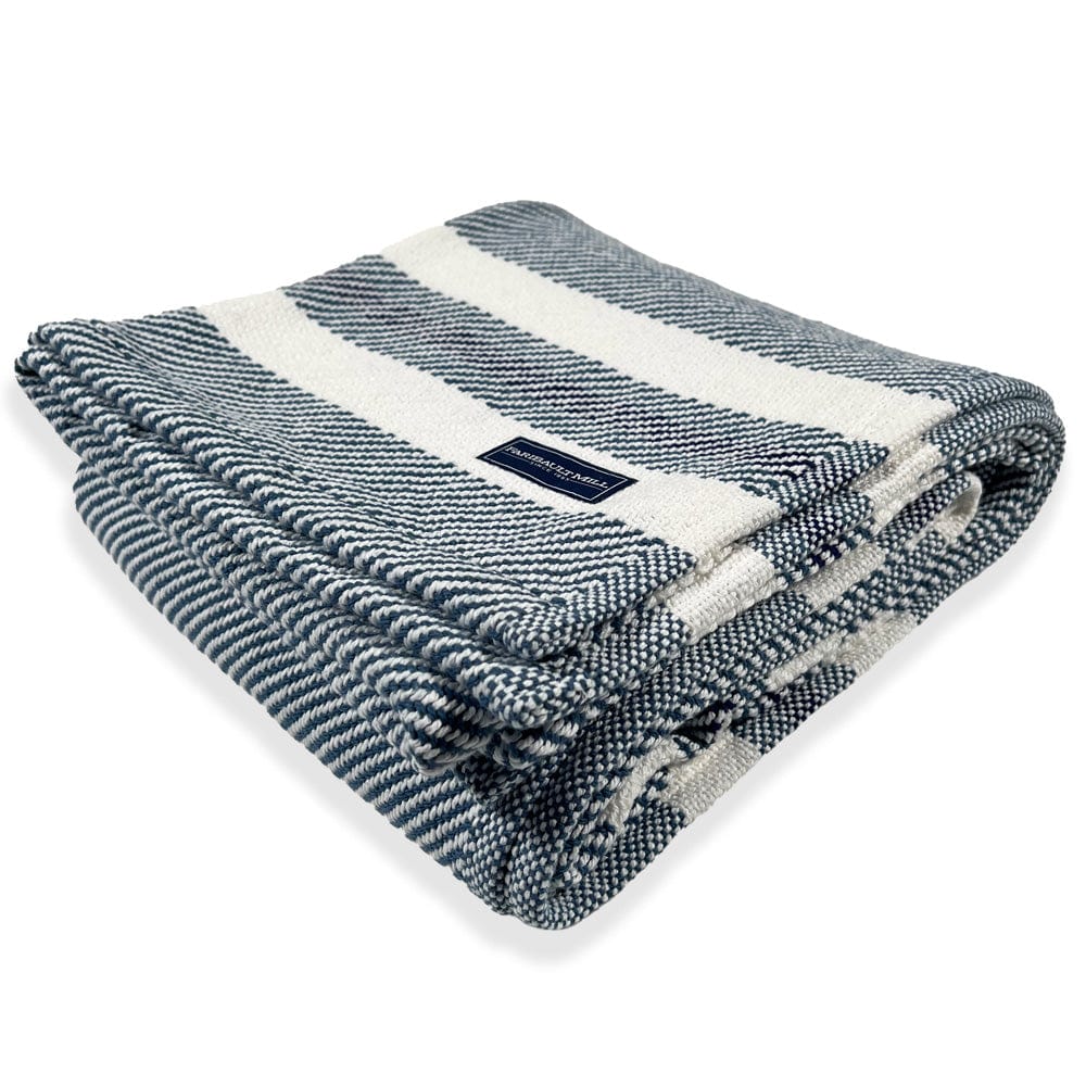 Cabin Cotton Throw - White/Indigo/Navy active Cabin Cotton Throw Current Full Price group-gallery machine washable New Lower Price Stripes
