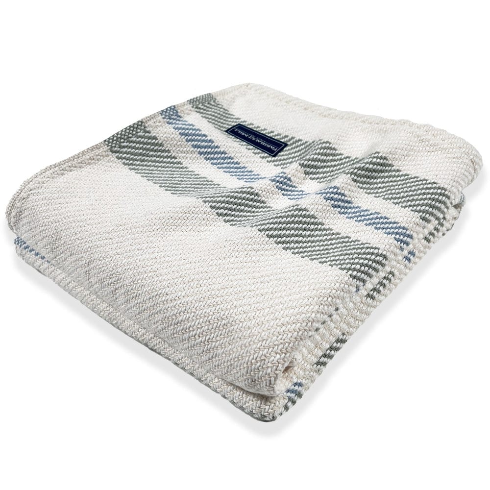 Cabin Cotton Throw - Natural/Tea/Misty Blue active Cabin Cotton Throw Current Full Price group-gallery machine washable New Lower Price Stripes