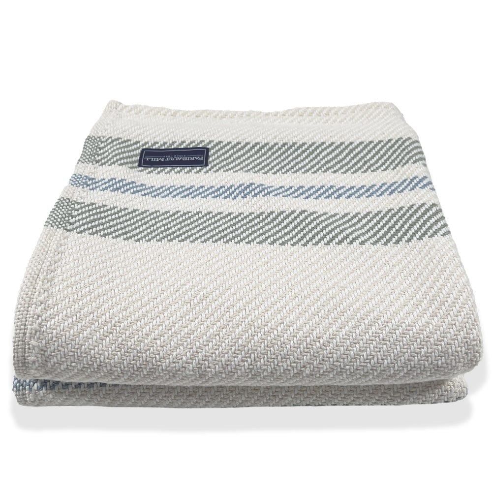 Cabin Cotton Throw - Natural/Tea/Misty Blue active Cabin Cotton Throw Current Full Price group-gallery machine washable New Lower Price Stripes