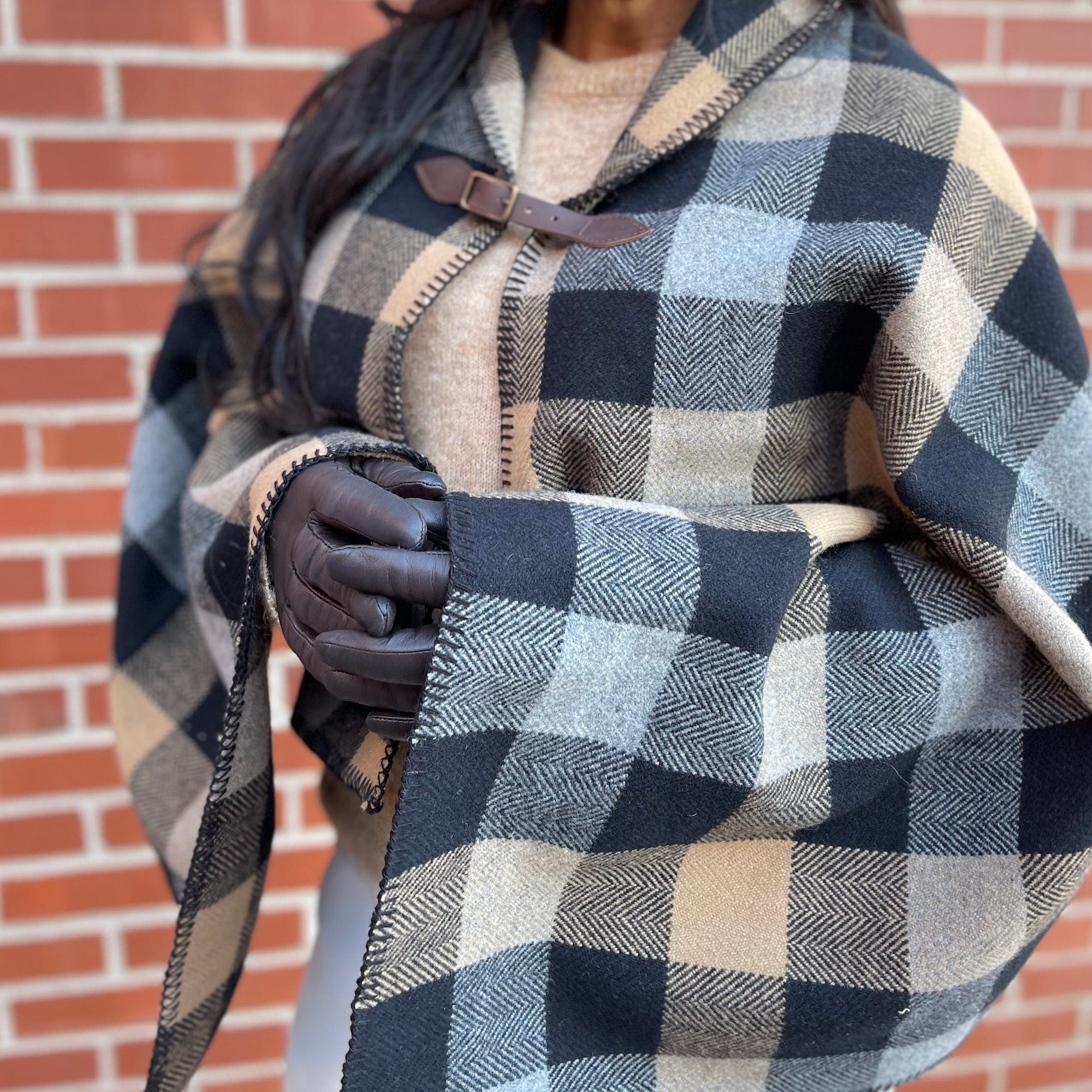 Tri-Color Buffalo Check Buckled Wrap - Heritage Beige active Current Dry clean or hand wash Patterns & Plaids