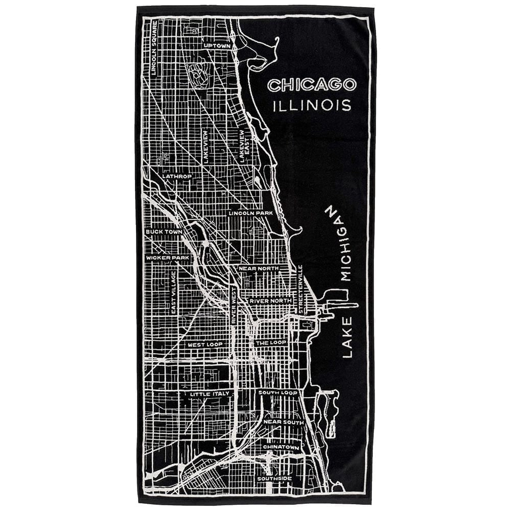 Chicago Map Towel 34" x 70" active Current Full Price machine washable New Lower Price Towel