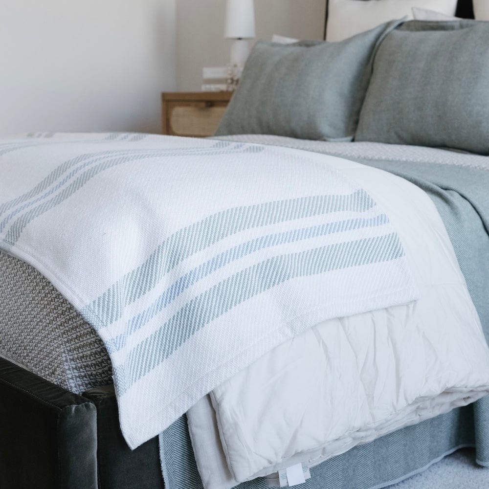 Cabin Cotton Throw - Natural/Tea/Misty Blue active Cabin Cotton Throw Current Full Price group-gallery machine washable New Lower Price Stripes