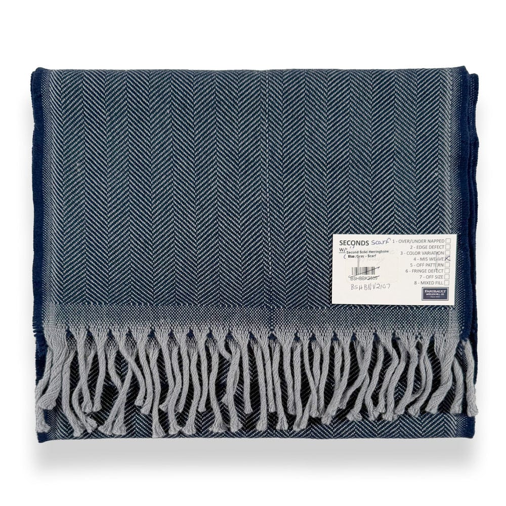 Factory Second Solid Herringbone Wool Scarf - Gray/Navy Gray Navy active dry clean only group-gallery