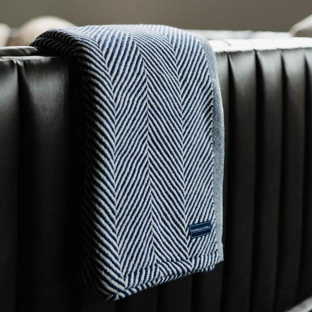 Monhegan Cotton Throw Without Fringe - Navy active All Throws Best Seller Cotton Throws Current Full Price FWM group-gallery Herringbone Collection Herringbone Throw machine washable Monhegan Cotton Throw Without Fringe New Lower Price personalization Regular Priced Throws