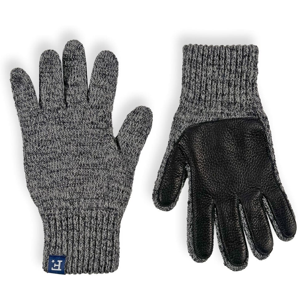Gloves with Leather Charcoal