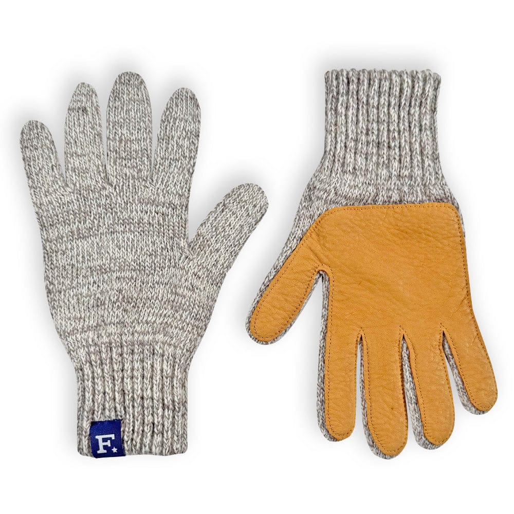 Gloves with Leather Natural Oatmeal