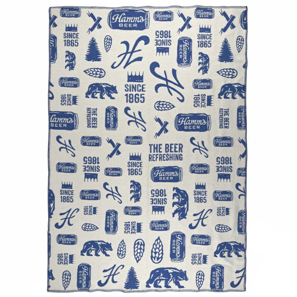 North Star Hamm's Beer Vintage Collage Throw 50" x 60" Current group-gallery Machine Washable New Lower Price Sale sustainable throws