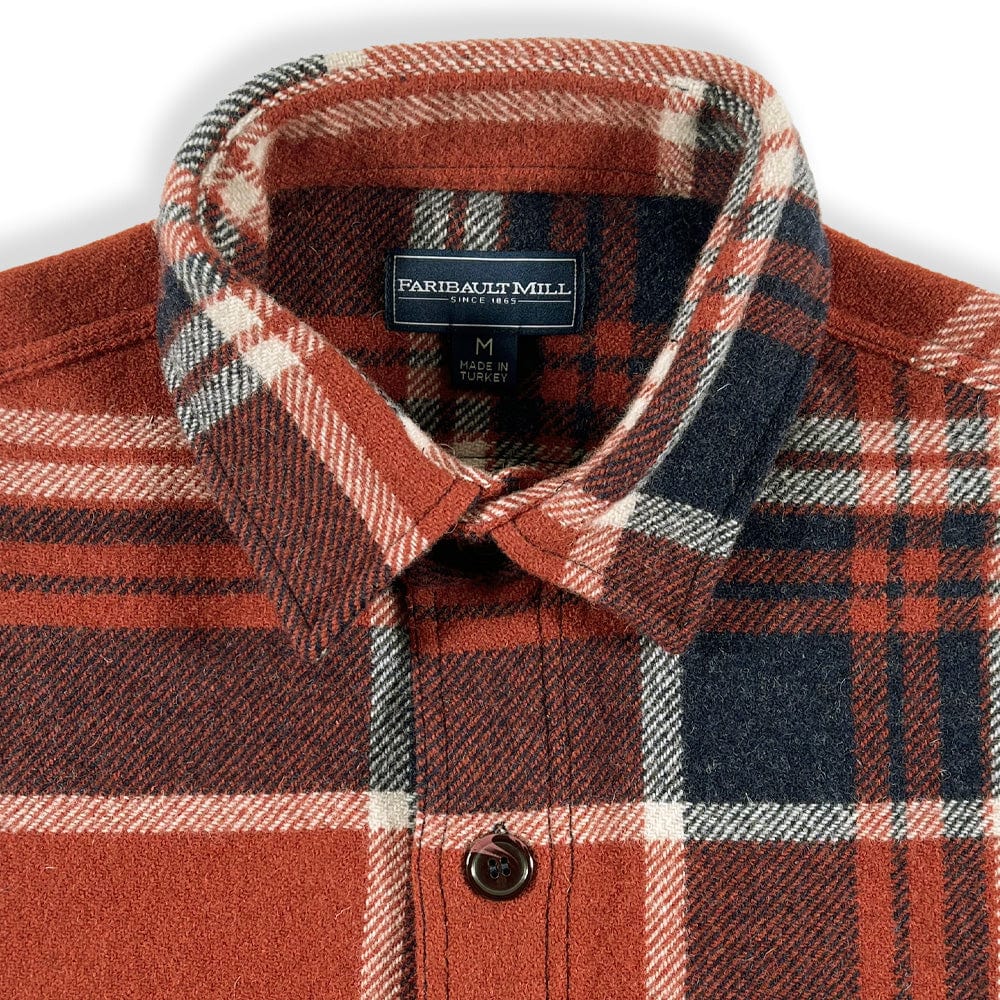 Heritage Plaid Shirt Jacket - Rust/Navy active dry clean only