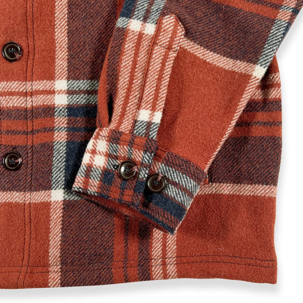 Heritage Plaid Shirt Jacket - Rust/Navy active dry clean only