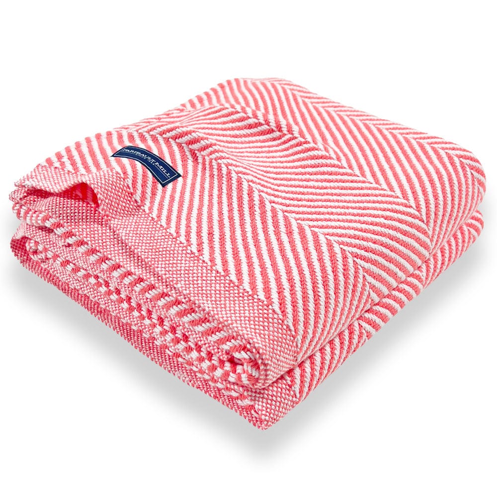 Monhegan Cotton Throw Without Fringe - Coral active All Throws Best Seller Cotton Throws FWM Herringbone Collection Herringbone Throw machine washable Throws