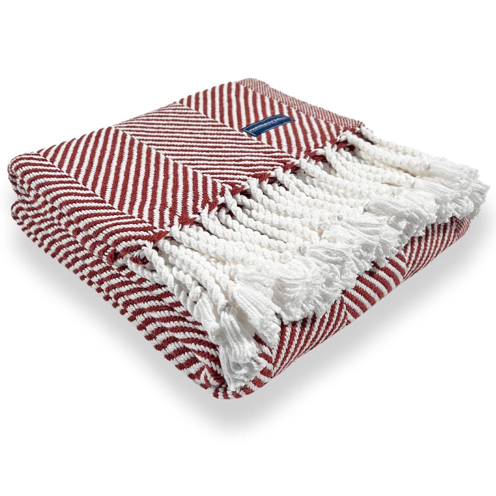 Monhegan Cotton Throw With Fringe active All Throws Best Seller Cotton Throws Current Full Price FWM group-gallery Herringbone Collection Herringbone Throw machine washable personalization Regular Priced Throws