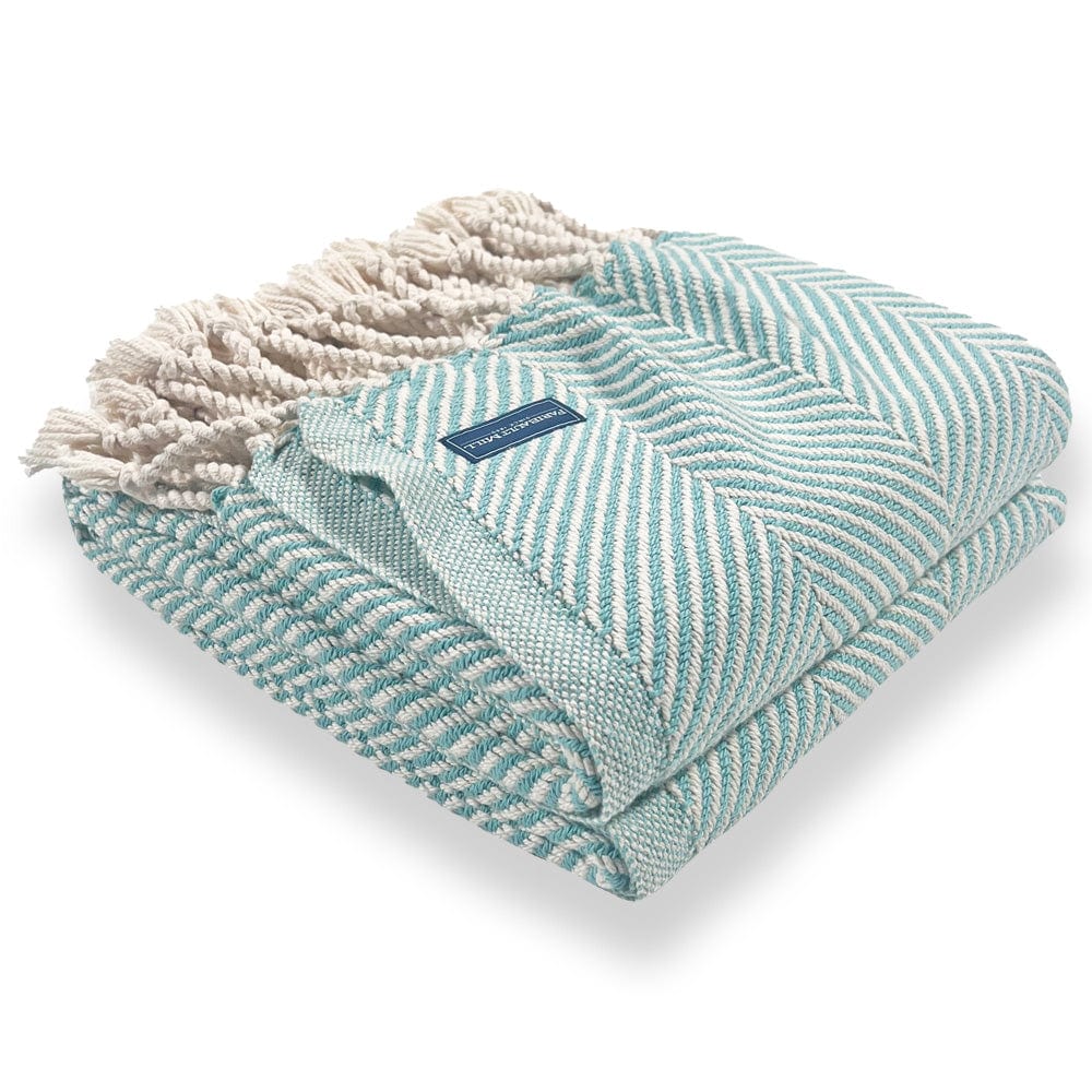 Monhegan Cotton Throw With Fringe - Island Blue active All Throws Best Seller Cotton Throws Current FWM group-gallery Herringbone Collection Herringbone Throw machine washable Monhegan Cotton Throw With Fringe personalization Regular Priced Throws