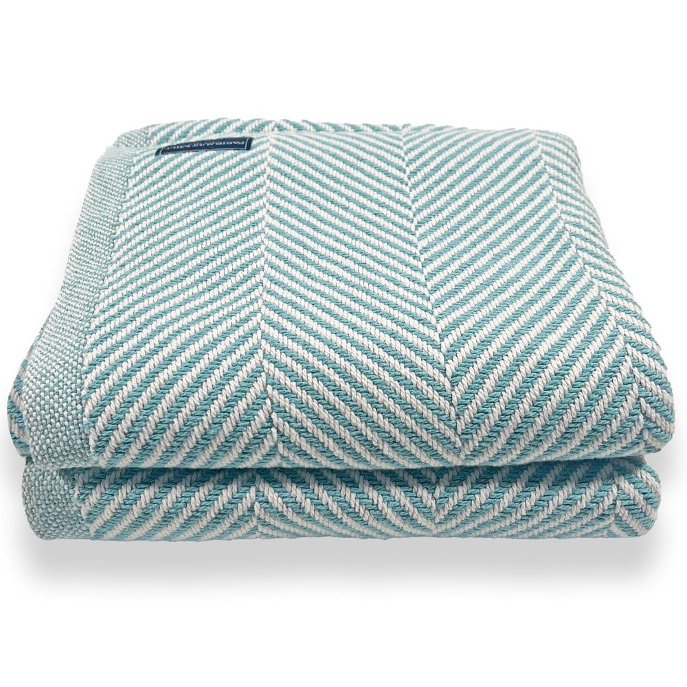 Monhegan Cotton Throw Without Fringe - Island Blue active All Throws Best Seller Cotton Throws Current Full Price FWM group-gallery Herringbone Collection Herringbone Throw machine washable Monhegan Cotton Throw Without Fringe New Lower Price personalization Regular Priced Throws