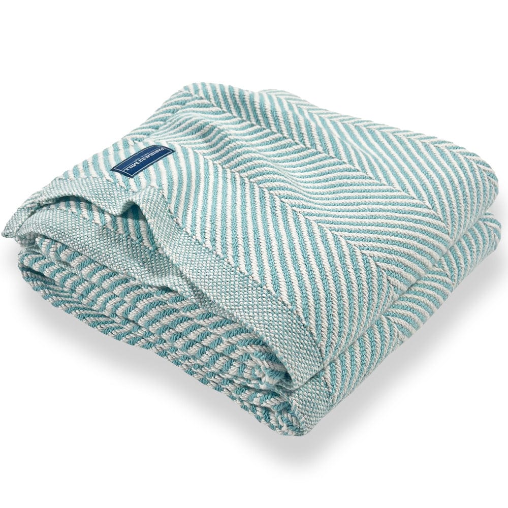 Monhegan Cotton Throw Without Fringe - Island Blue active All Throws Best Seller Cotton Throws Current Full Price FWM group-gallery Herringbone Collection Herringbone Throw machine washable Monhegan Cotton Throw Without Fringe New Lower Price personalization Regular Priced Throws