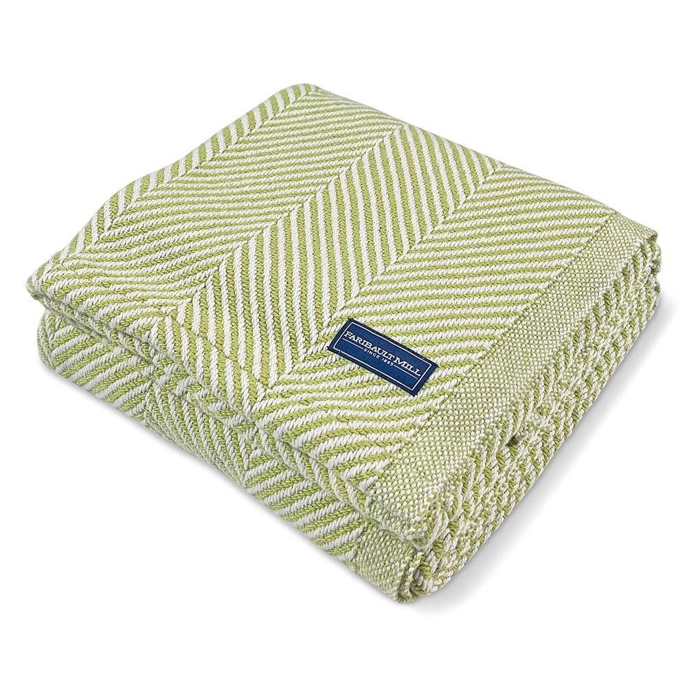 Monhegan Cotton Throw Without Fringe - Apple Green active All Throws Best Seller Cotton Throws Current Full Price FWM group-gallery Herringbone Collection Herringbone Throw machine washable Monhegan Cotton Throw Without Fringe New Lower Price personalization Regular Priced Throws