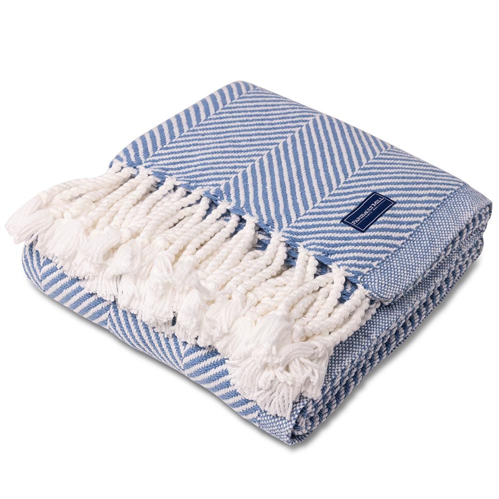 Monhegan Cotton Throw With Fringe active All Throws Best Seller Cotton Throws Current Full Price FWM group-gallery Herringbone Collection Herringbone Throw machine washable personalization Regular Priced Throws