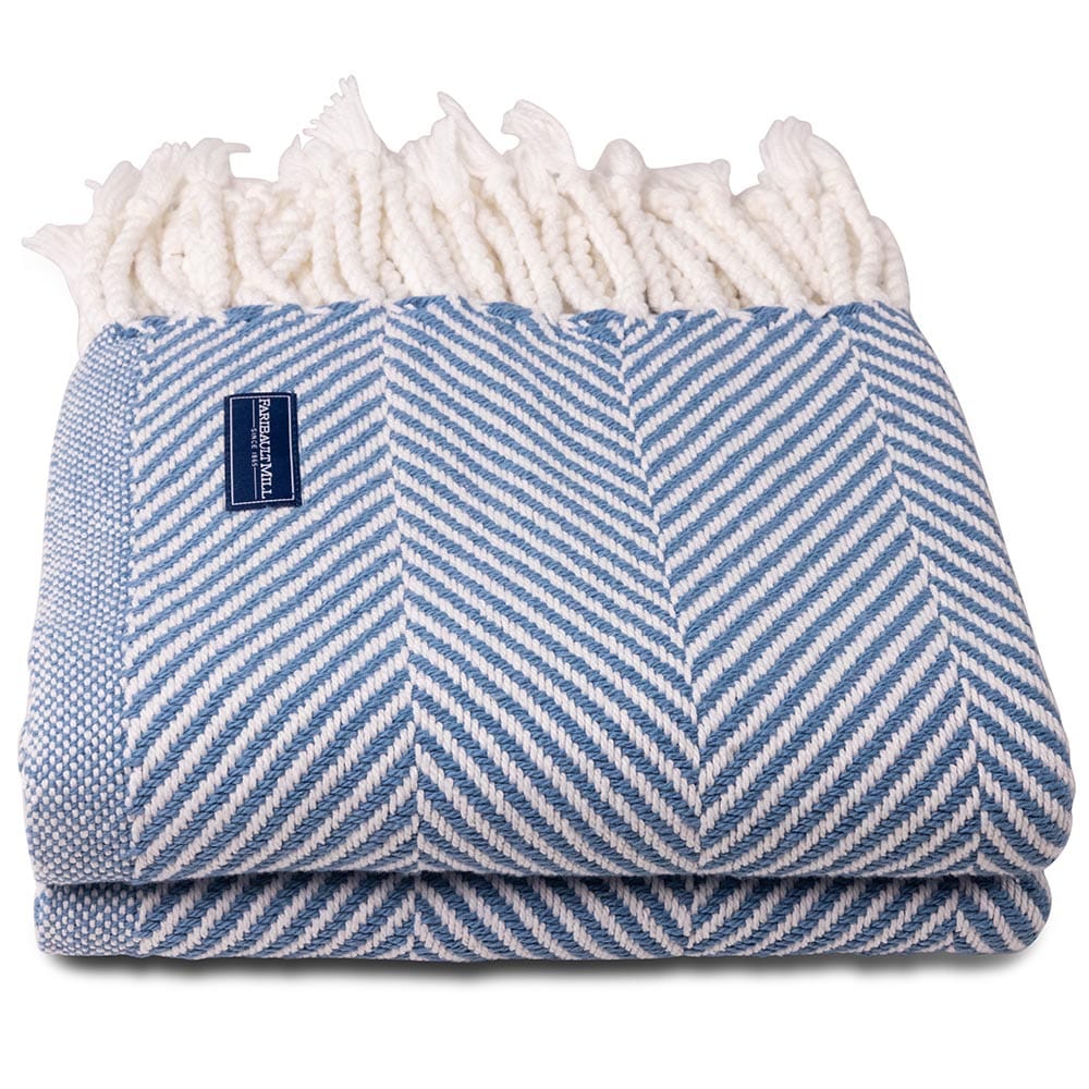 Monhegan Cotton Throw With Fringe active All Throws Best Seller Cotton Throws Current Full Price FWM group-gallery Herringbone Collection Herringbone Throw machine washable personalization Regular Priced Throws