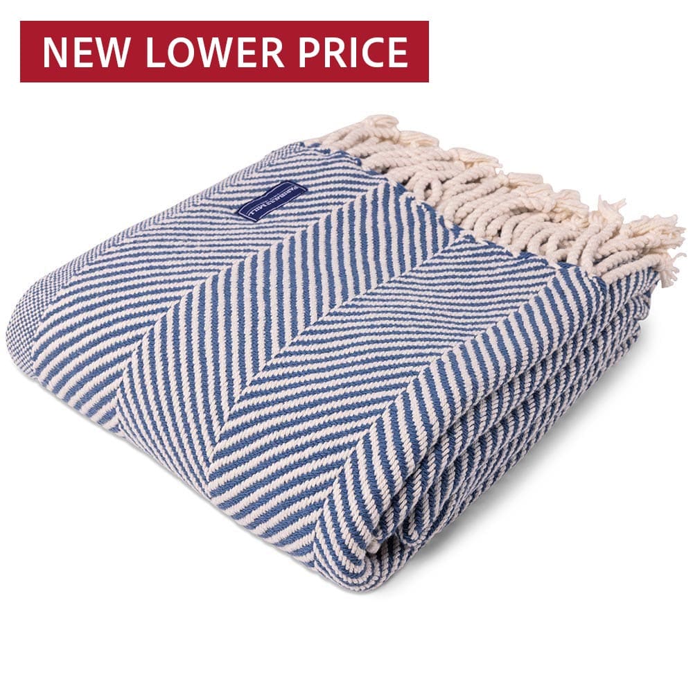 Monhegan Cotton Throw With Fringe active All Throws Best Seller Cotton Throws Current FWM group-gallery Herringbone Collection Herringbone Throw machine washable Monhegan Cotton Throw With Fringe Regular Priced Throws