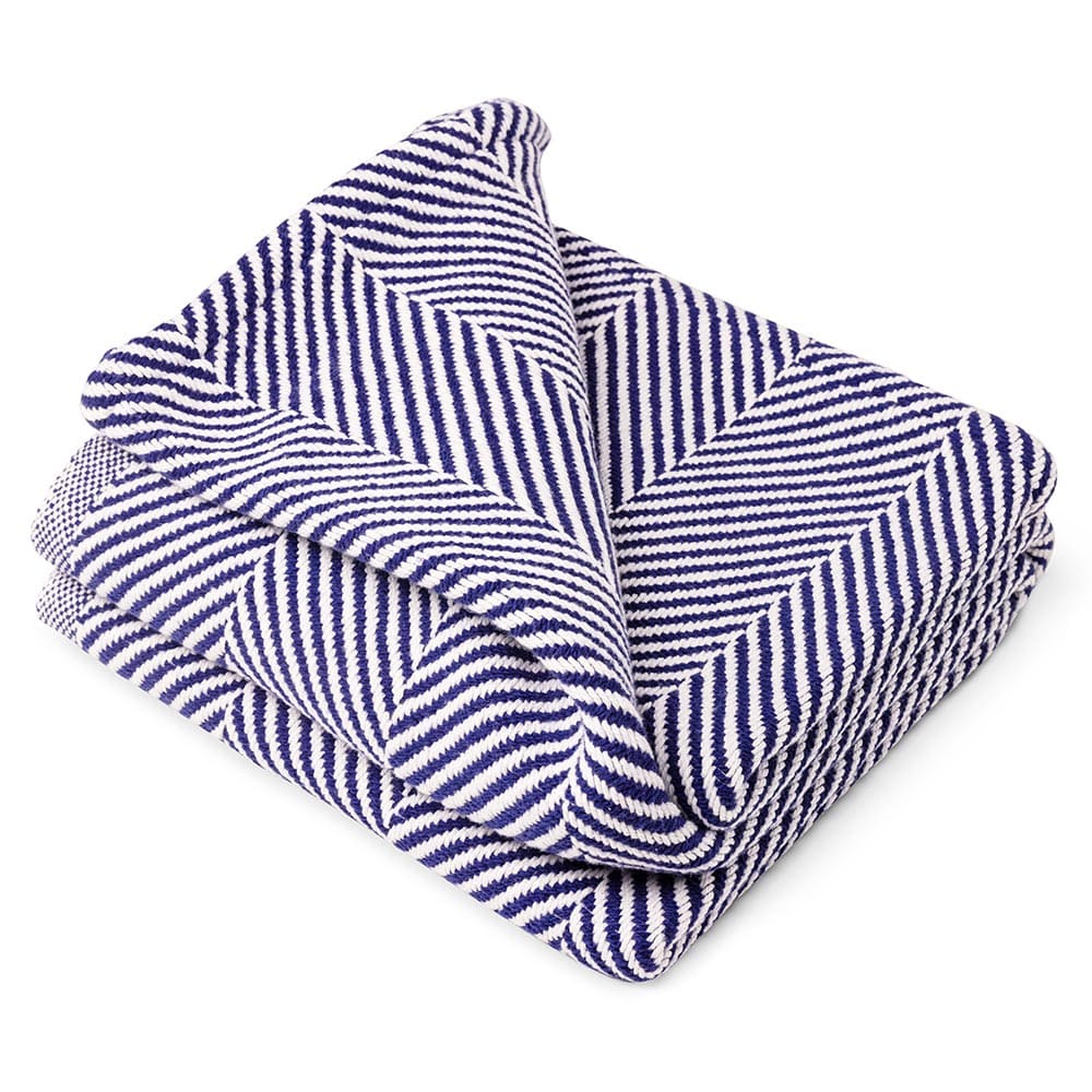 Monhegan Cotton Throw Without Fringe - Navy active All Throws Best Seller Cotton Throws Current Full Price FWM group-gallery Herringbone Collection Herringbone Throw machine washable Monhegan Cotton Throw Without Fringe New Lower Price personalization Regular Priced Throws