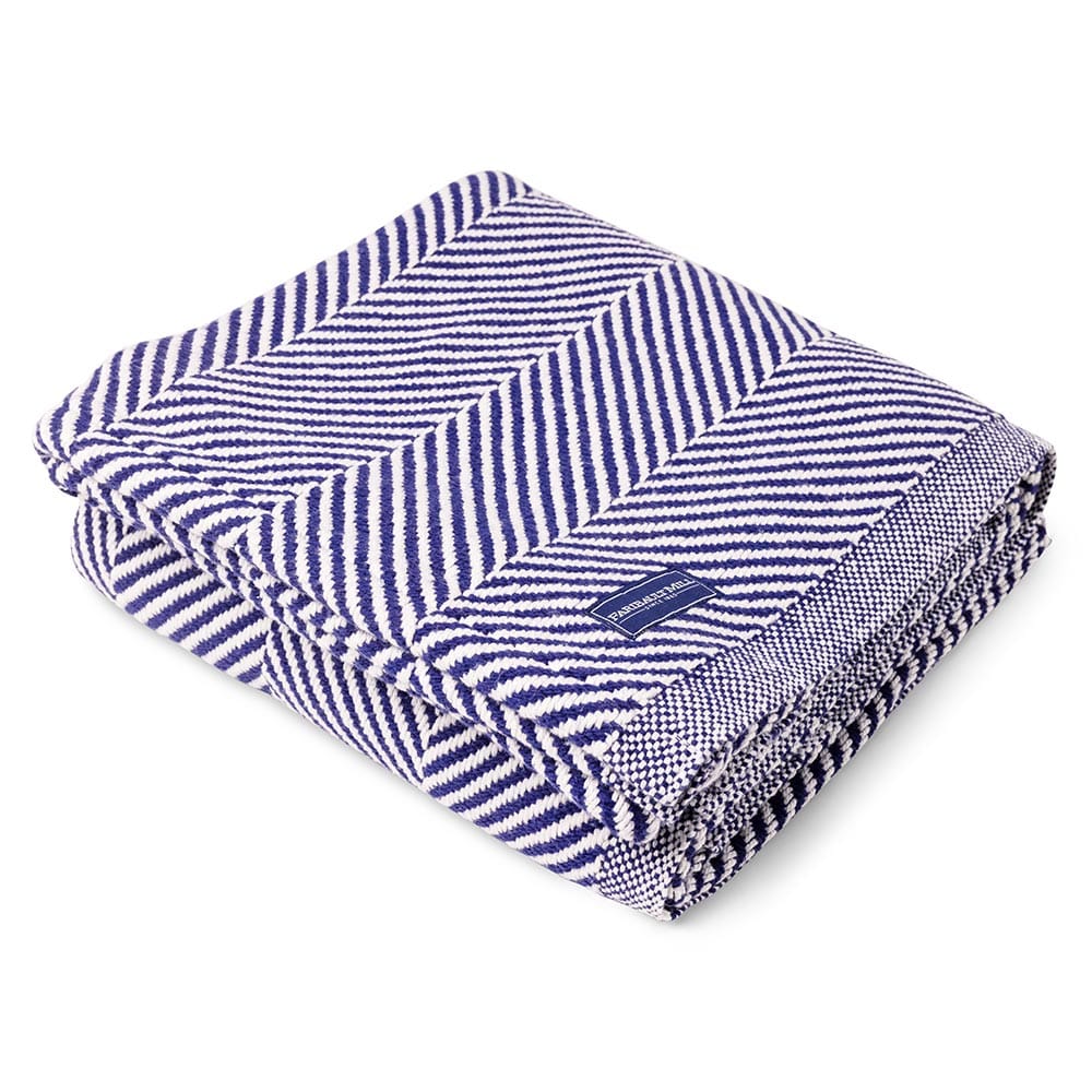 Monhegan Cotton Throw Without Fringe - Navy active All Throws Best Seller Cotton Throws Current Full Price FWM group-gallery Herringbone Collection Herringbone Throw machine washable Monhegan Cotton Throw Without Fringe New Lower Price personalization Regular Priced Throws