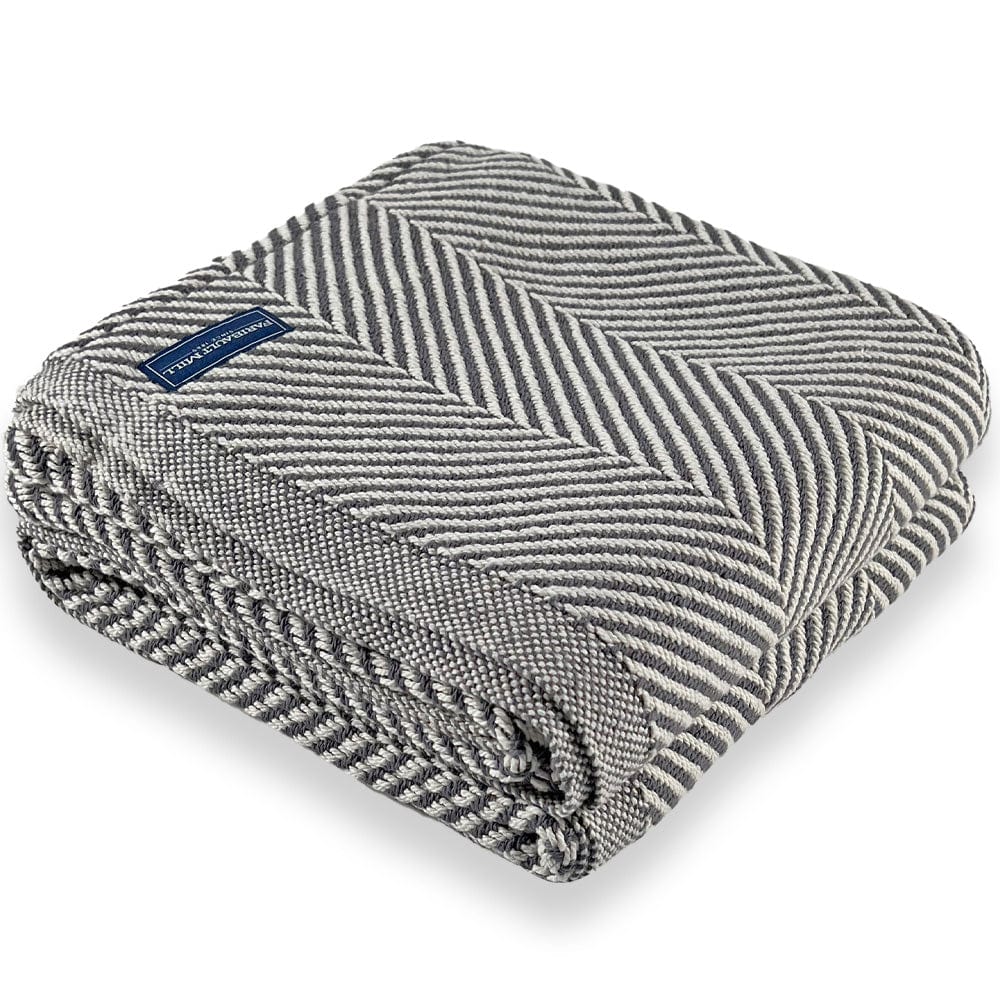 Monhegan Cotton Throw Without Fringe - Slate active All Throws Best Seller Cotton Throws FWM Herringbone Collection Herringbone Throw machine washable Throws