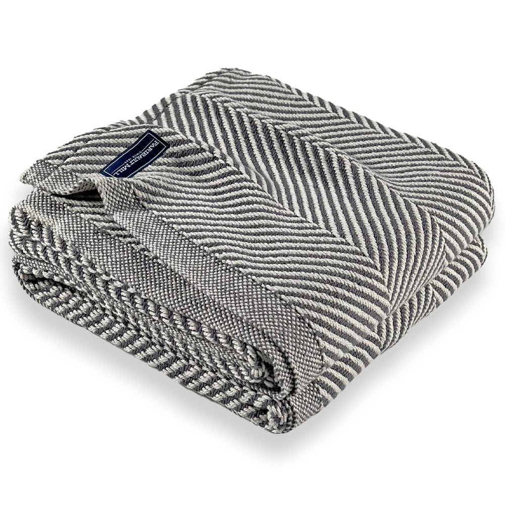 Monhegan Cotton Throw Without Fringe - Slate active All Throws Best Seller Cotton Throws FWM Herringbone Collection Herringbone Throw machine washable Throws