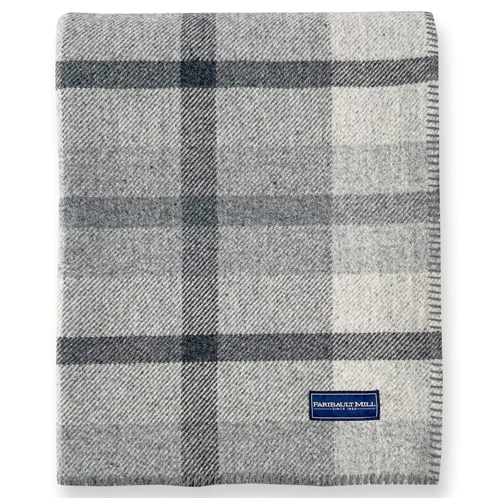 Factory Second Northfield Plaid Wool Throw Gray