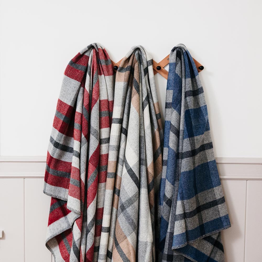 Northfield Plaid Wool Throw Blanket - Blue active Current Full Price group-gallery machine washable New Lower Price Northfield Plaid Wool Throw Patterns & Plaids