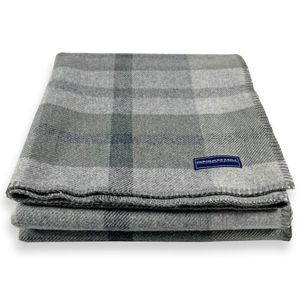 Factory Second Northfield Plaid Wool Throw Blanket - Sage Green active Current Factory Second Northfield Plaid Wool Throw group-gallery machine washable Patterns & Plaids