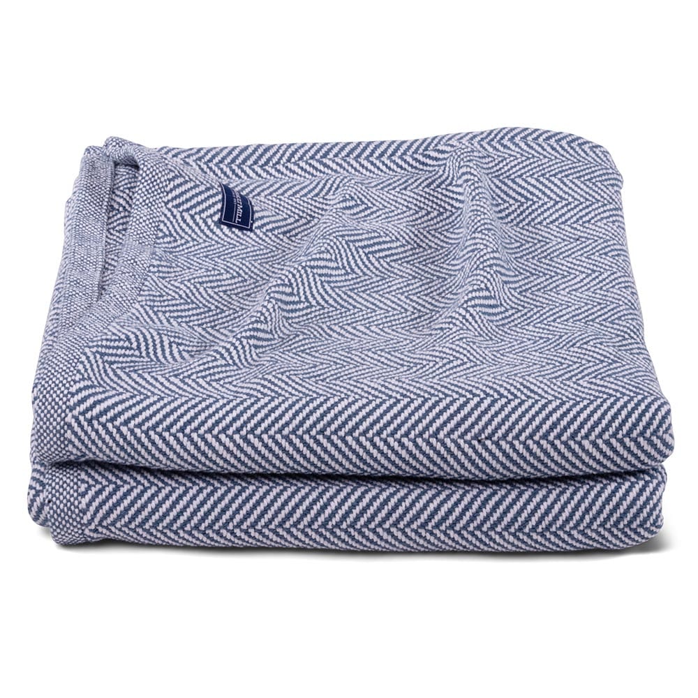 Penobscot Cotton Blanket - Indigo active Current Full Full Price group-gallery Herringbone King machine washable New Lower Price Patterns & Plaids Penobscot Cotton Blanket personalization Queen Twin