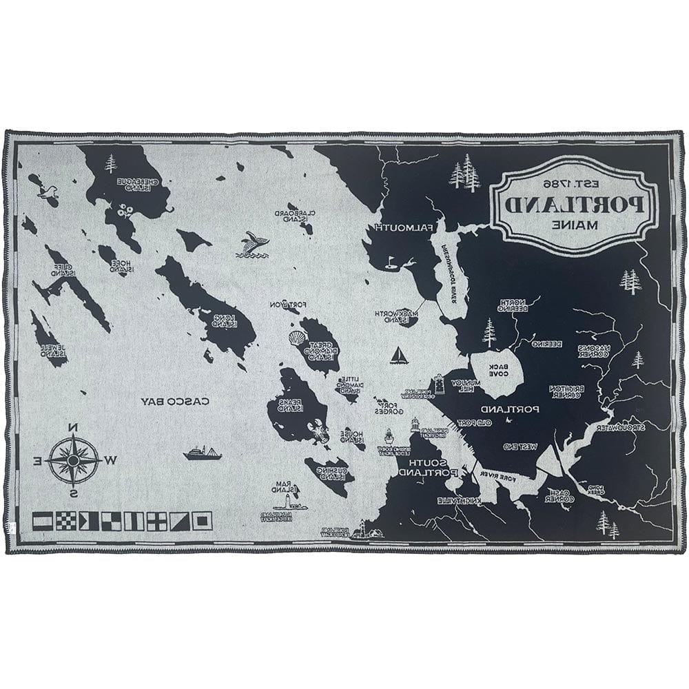 Portland Maine Map Wool Throw Blanket active Current Dry clean or hand wash Lakes & Maps