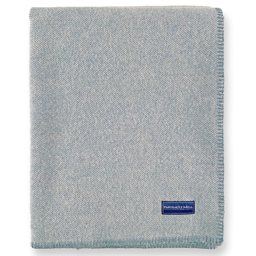 Factory Second Pure & Simple Wool Blanket - Sky Blue Natural Sky Blue Natural active Full King machine washable Queen Solids Twin