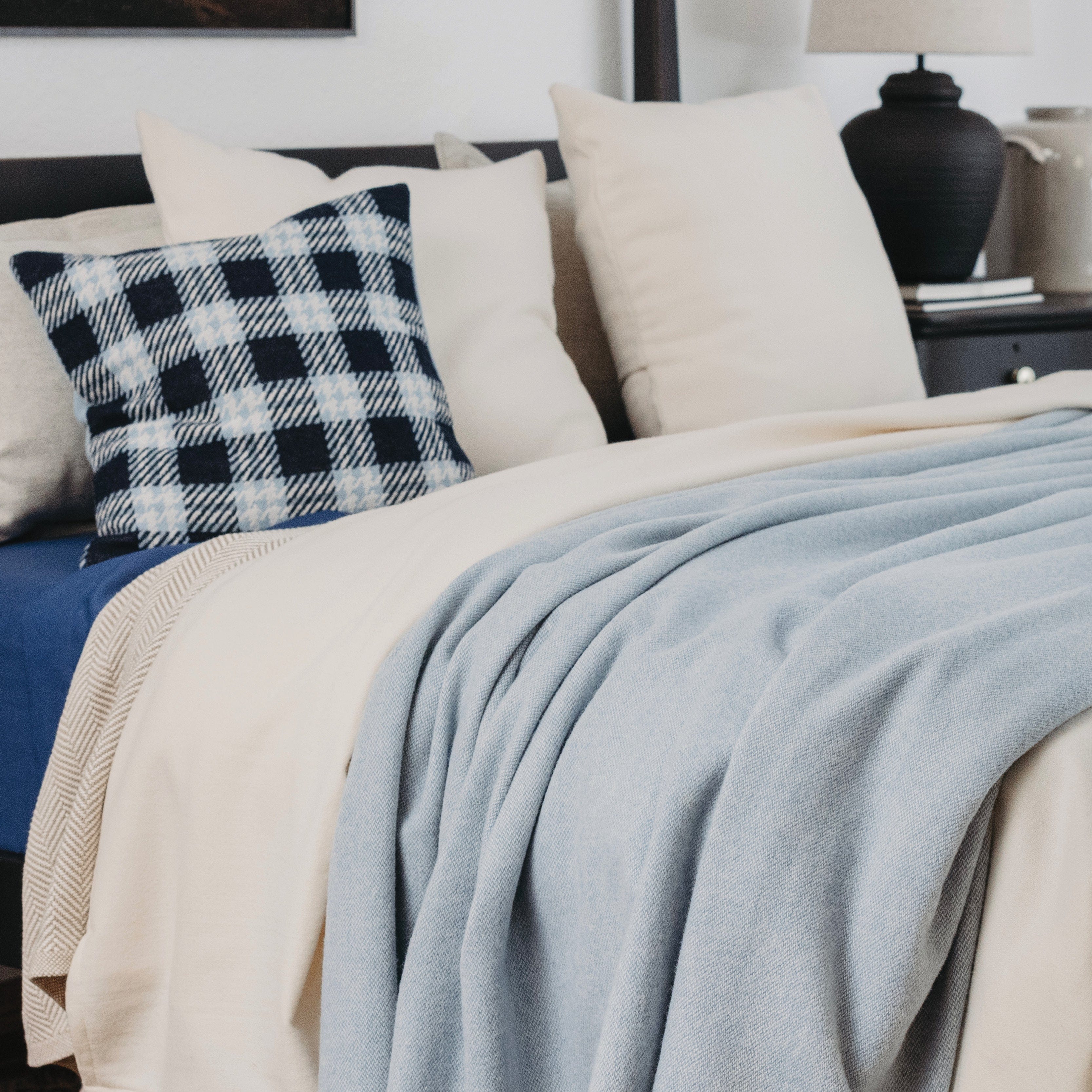 Factory Second Pure & Simple Wool Blanket - Sky Blue active Full King machine washable Queen Solids Twin