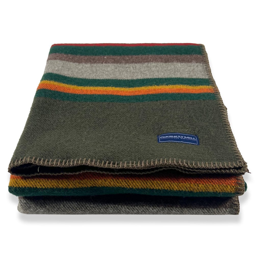 Factory Second Olive Drab Santa Fe Wool Throw Blanket active machine washable