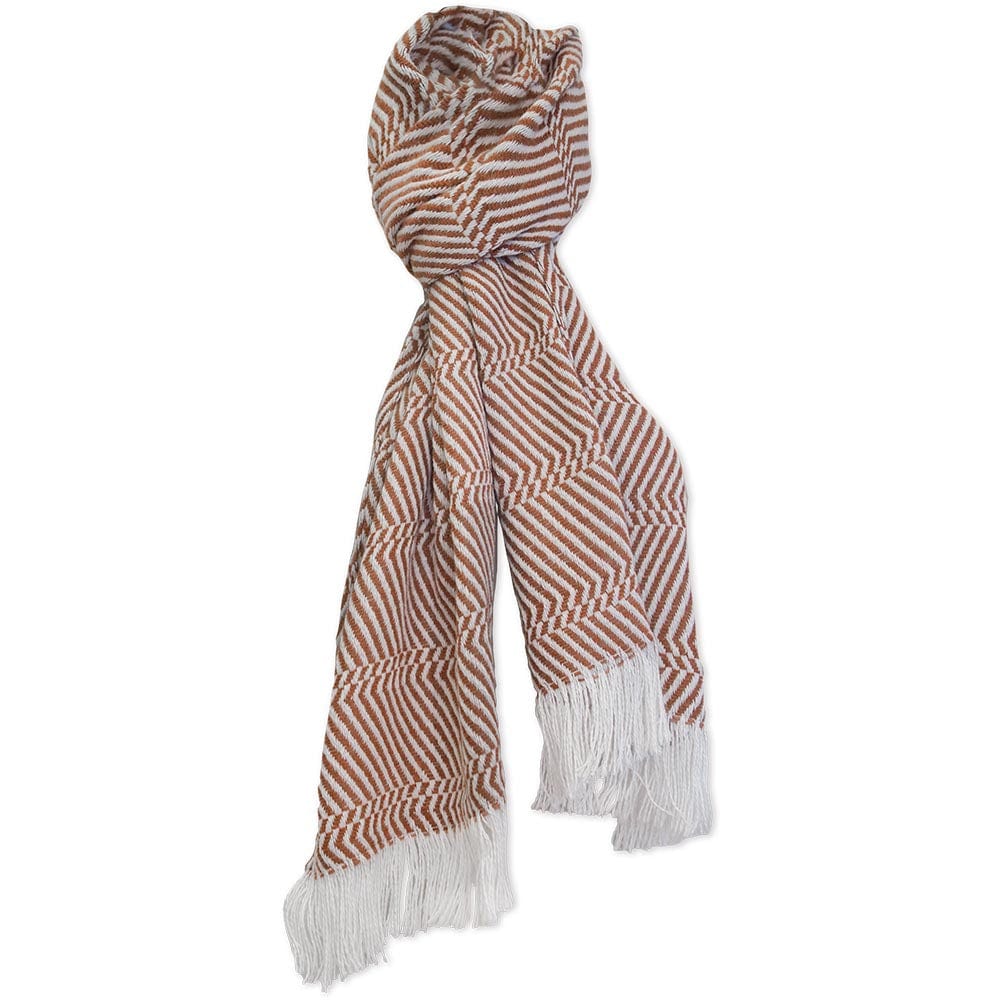 North Star Herringbone Stripe Scarf - Rust 12” x 72” Current Full Price group-gallery Machine Washable North Star Herringbone Stripe Scarf sustainable throws