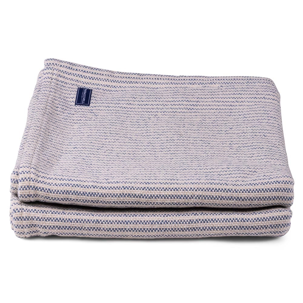 Winslow Cotton Blanket - French Blue active Current Full group-gallery King machine washable personalization Queen Stripes Twin Winslow Cotton Blanket