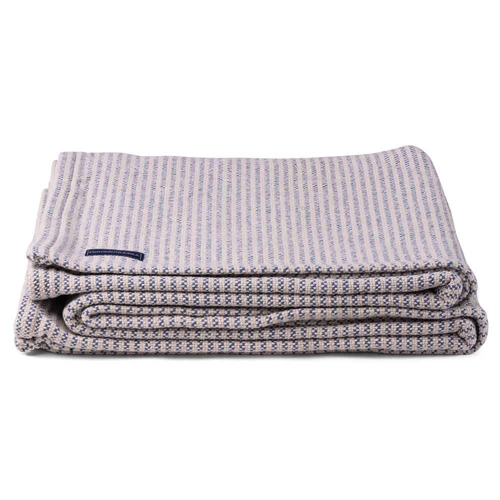 Winslow Cotton Blanket - French Blue active Current Full group-gallery King machine washable personalization Queen Stripes Twin Winslow Cotton Blanket