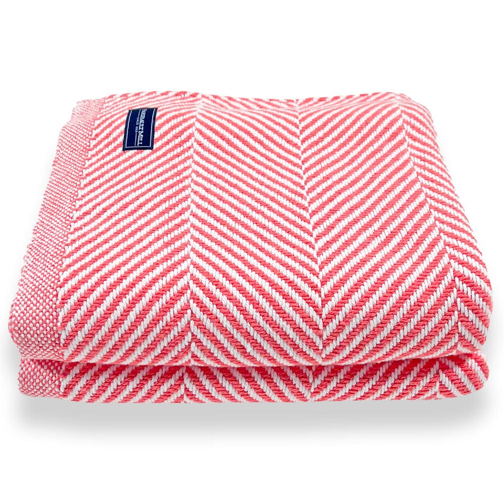 Brahms Mount Coral / Fringeless Monhegan Cotton Throw Without Fringe - Coral