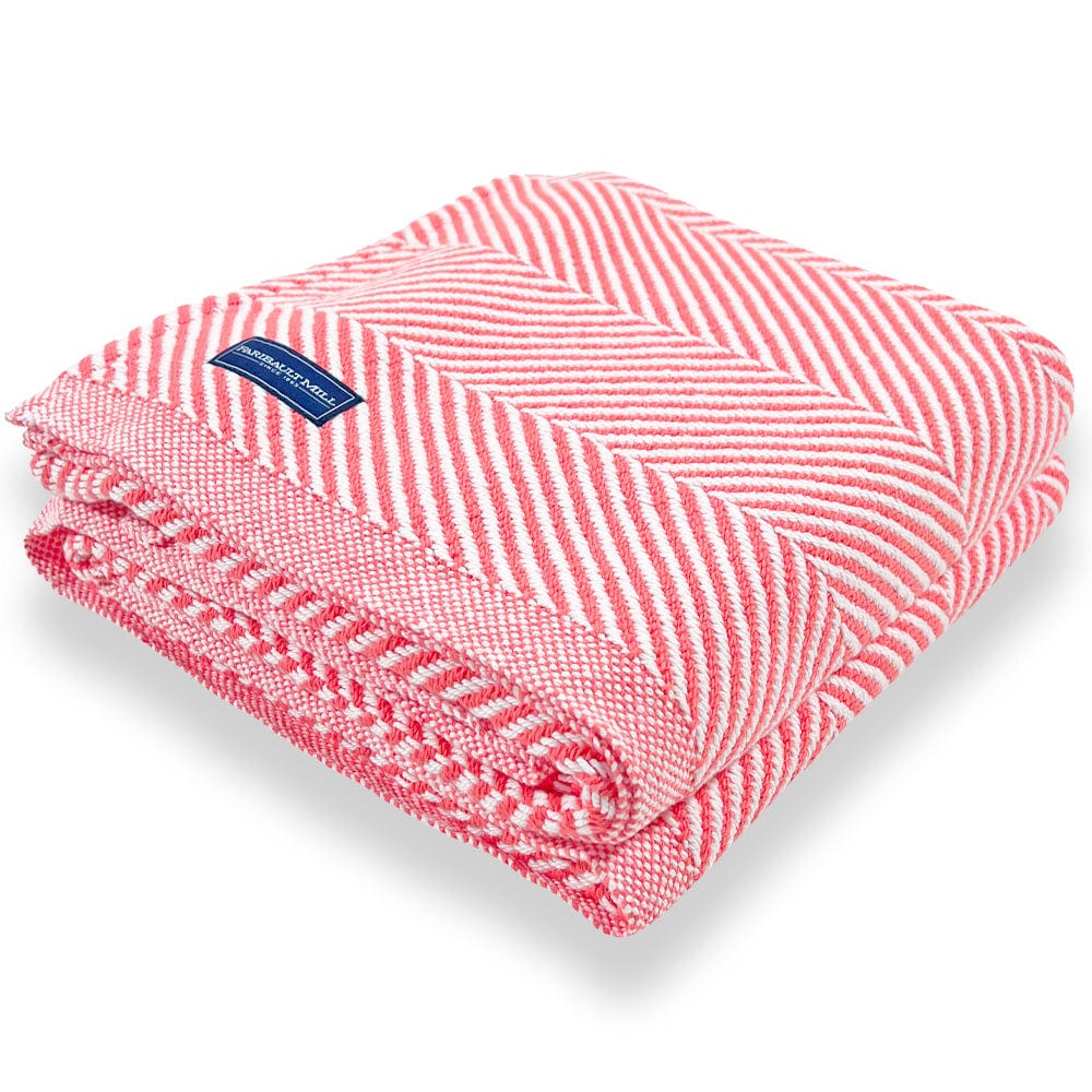 Brahms Mount Coral / Fringeless Monhegan Cotton Throw Without Fringe - Coral