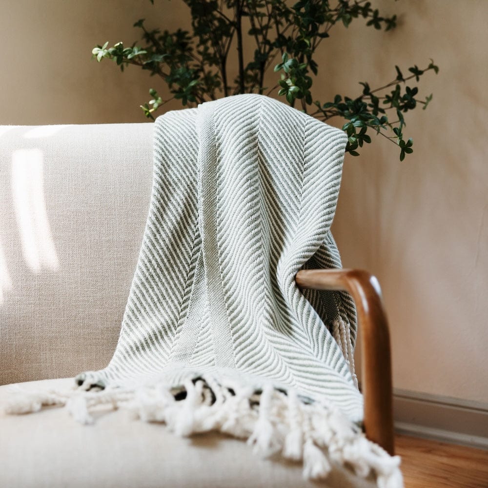 Brahms Mount Monhegan Cotton Throw With Fringe