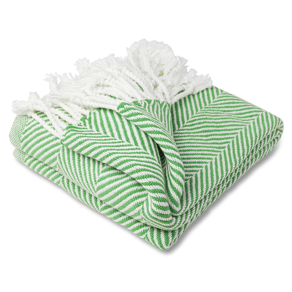 Monhegan Cotton Throw With Fringe - Sugar Snap active All Throws Best Seller Cotton Throws FWM Herringbone Collection Herringbone Throw machine washable Throws