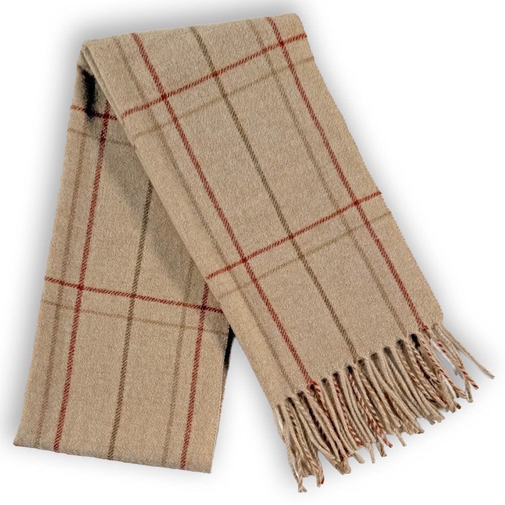 Faribault Mill 12" x 60" Camel Hair Scarf - Tan Plaid